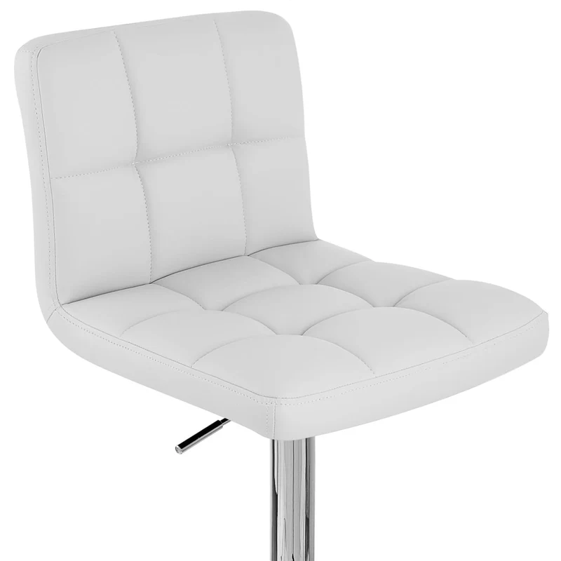 Chaise de Bar Faux Cuir Chrome - Grid Offre Spéciale Blanc