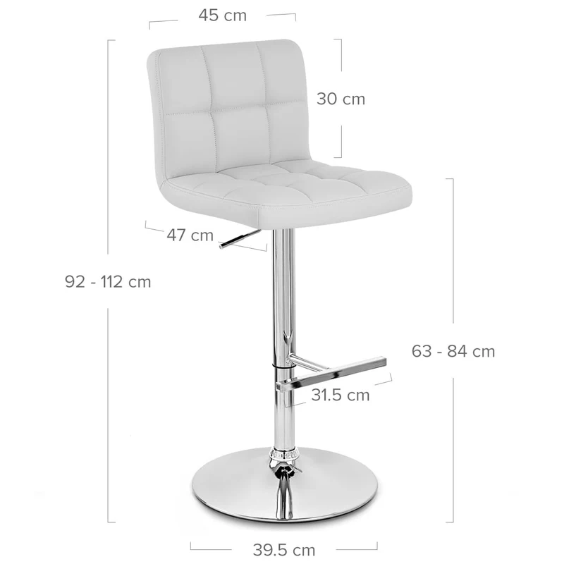 Chaise de Bar Faux Cuir Chrome - Grid Offre Spéciale Blanc