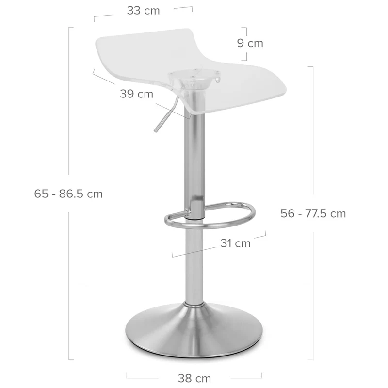 Tabouret Plastique Chrome Brossé - Shimmer Transparent