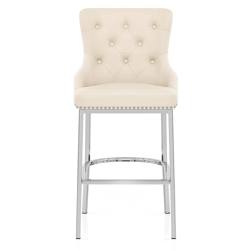 Chaise de Bar Métal Faux Cuir - Grange Crème