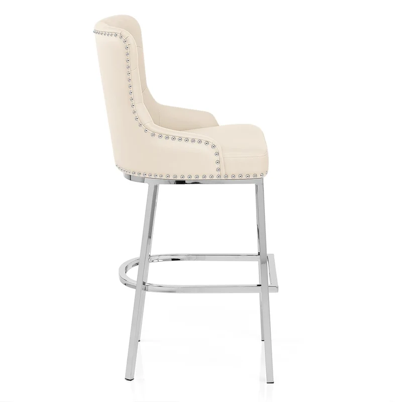 Chaise de Bar Métal Faux Cuir - Grange Crème