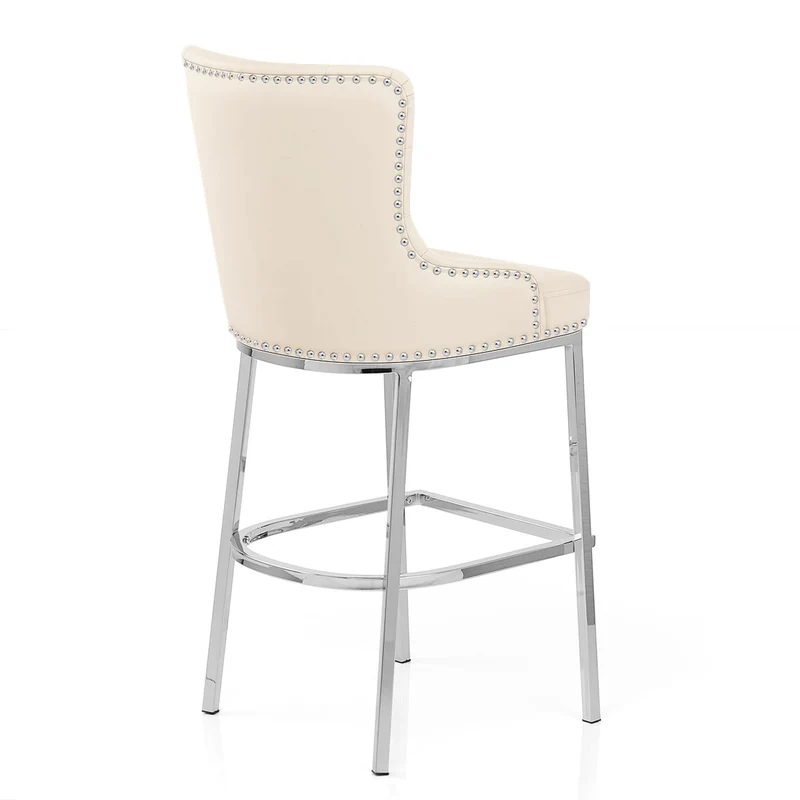 Chaise de Bar Métal Faux Cuir - Grange Crème