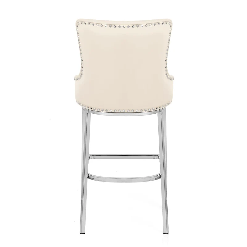 Chaise de Bar Métal Faux Cuir - Grange Crème