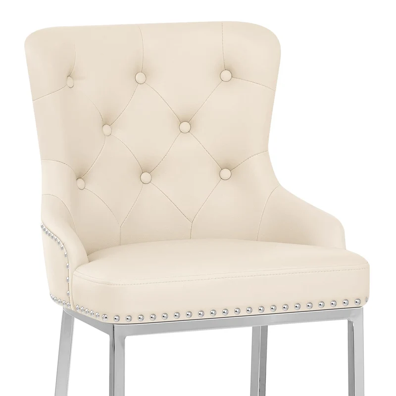 Chaise de Bar Métal Faux Cuir - Grange Crème
