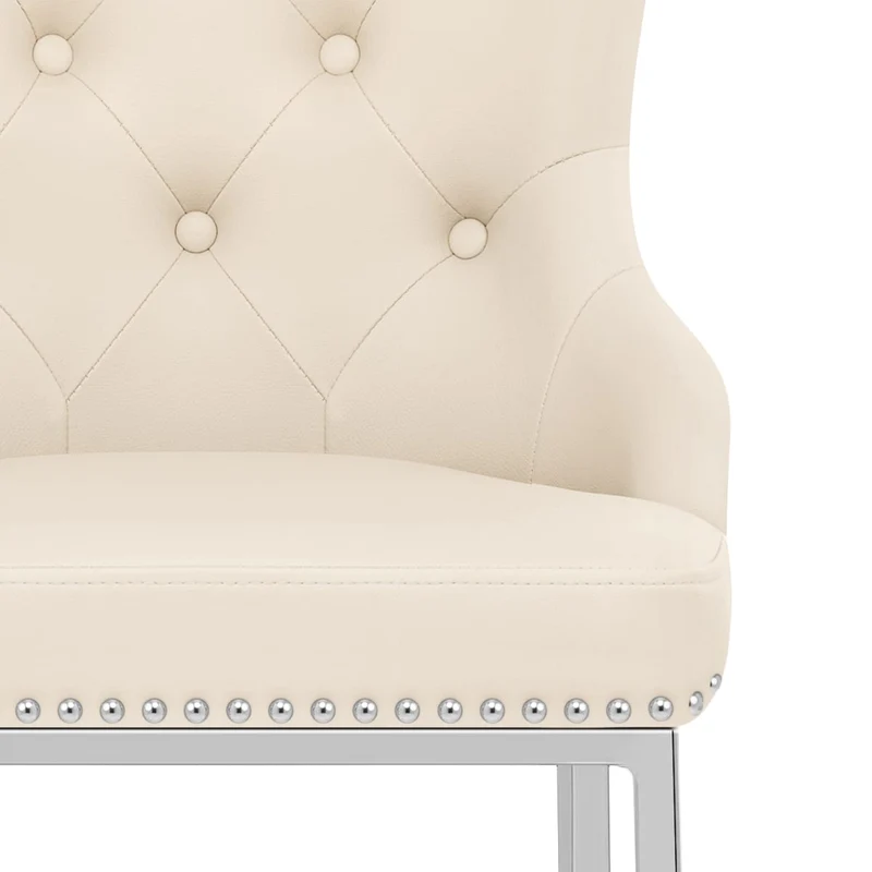 Chaise de Bar Métal Faux Cuir - Grange Crème