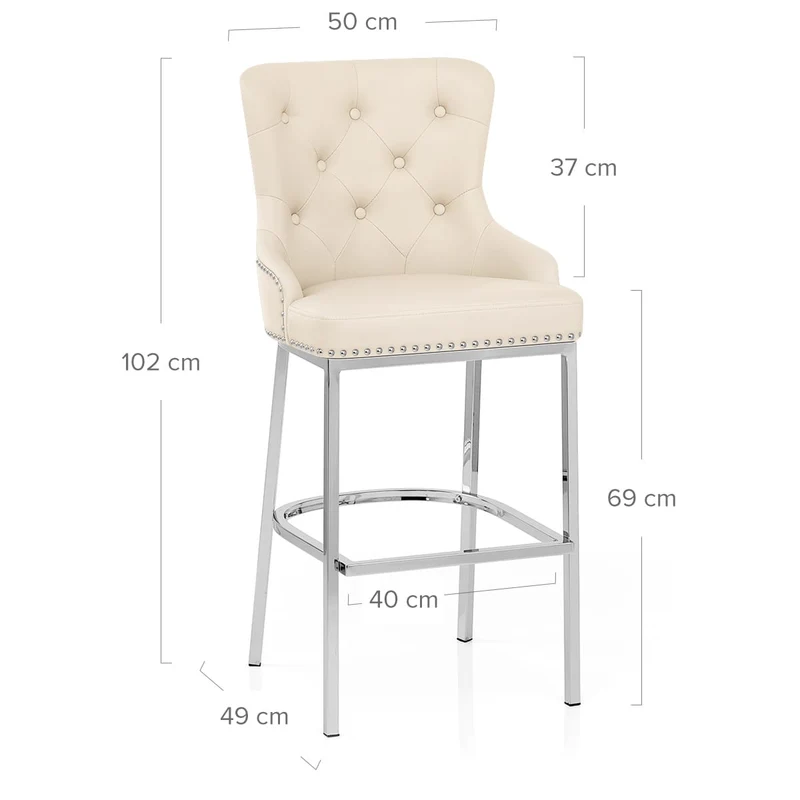 Chaise de Bar Métal Faux Cuir - Grange Crème