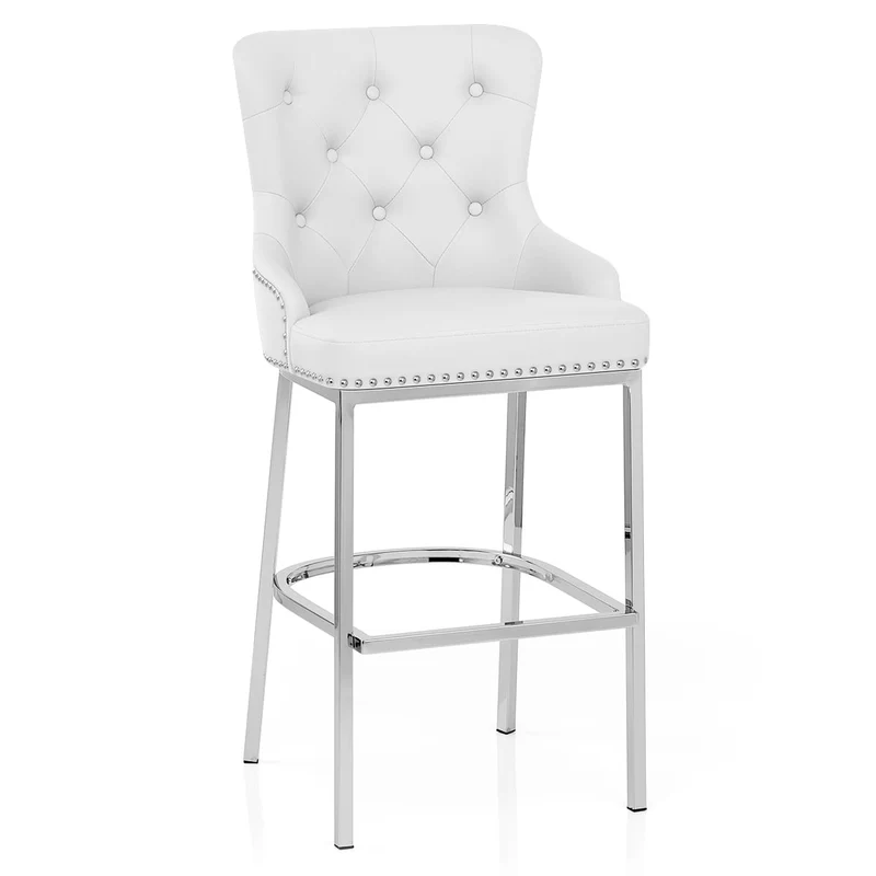 Chaise de Bar Métal Faux Cuir - Grange Blanc