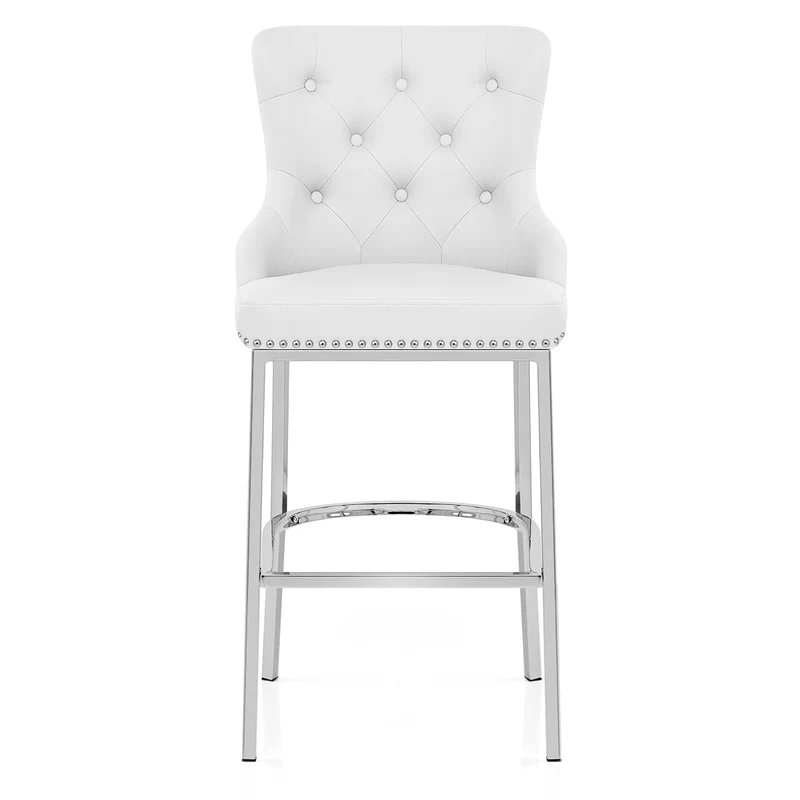 Chaise de Bar Métal Faux Cuir - Grange Blanc