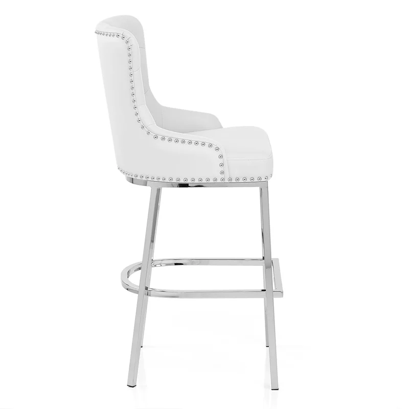 Chaise de Bar Métal Faux Cuir - Grange Blanc