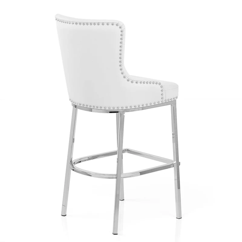 Chaise de Bar Métal Faux Cuir - Grange Blanc