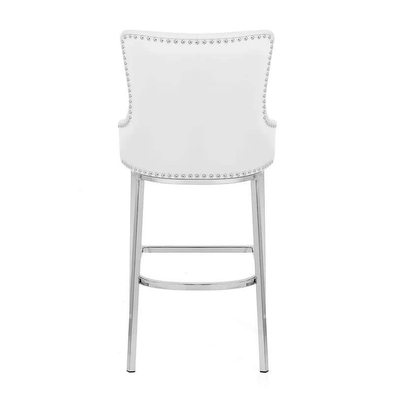 Chaise de Bar Métal Faux Cuir - Grange Blanc