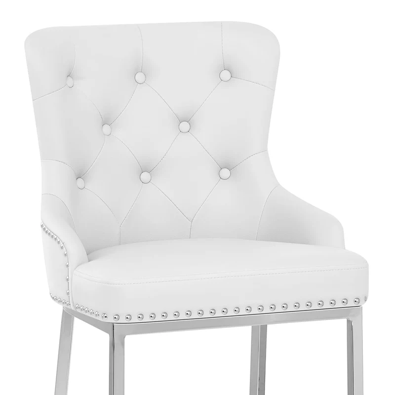 Chaise de Bar Métal Faux Cuir - Grange Blanc