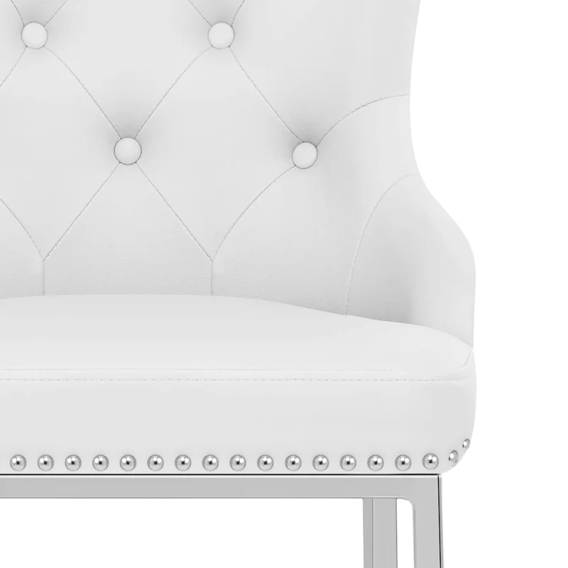 Chaise de Bar Métal Faux Cuir - Grange Blanc