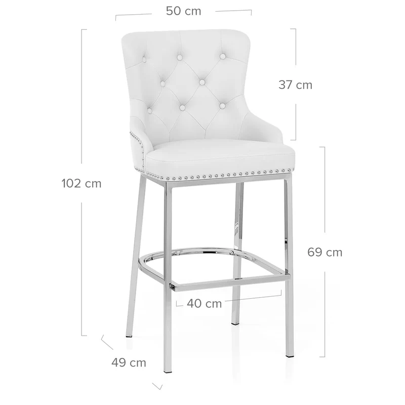 Chaise de Bar Métal Faux Cuir - Grange Blanc