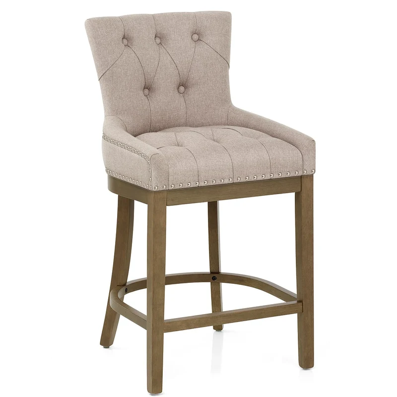 Tabouret de Bar Bois Tissu - Knightsbridge Taupe