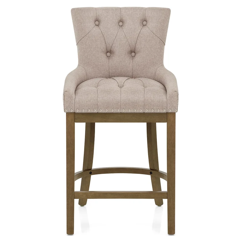 Tabouret de Bar Bois Tissu - Knightsbridge Taupe