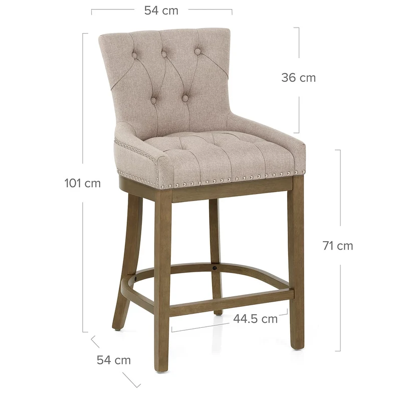 Tabouret de Bar Bois Tissu - Knightsbridge Taupe