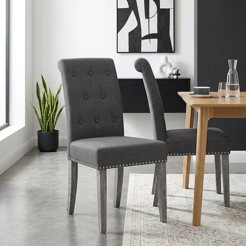 Chaise Tissu Bois - Moreton Gris