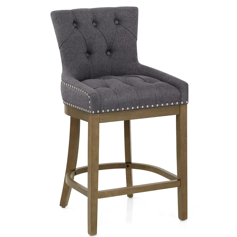 Tabouret de Bar Bois Tissu - Knightsbridge Gris Foncé