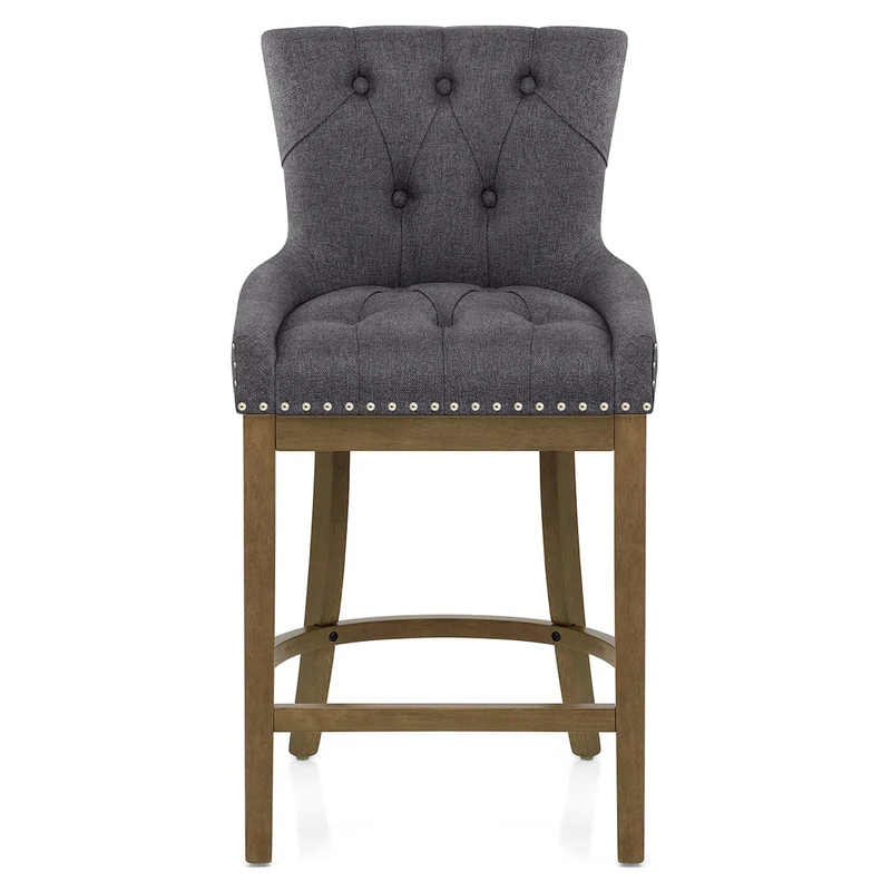 Tabouret de Bar Bois Tissu - Knightsbridge Gris Foncé