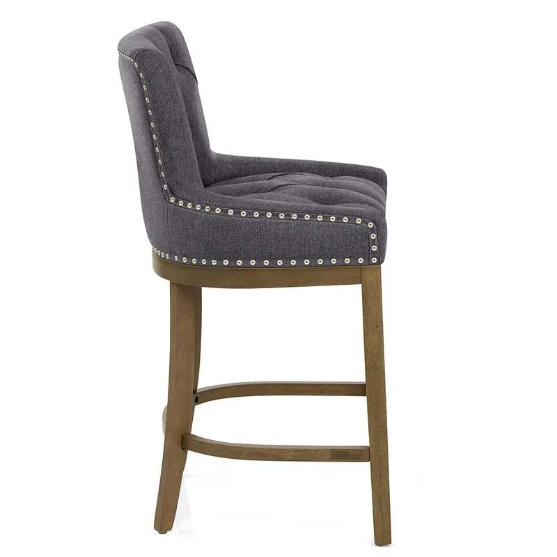 Tabouret de Bar Bois Tissu - Knightsbridge Gris Foncé