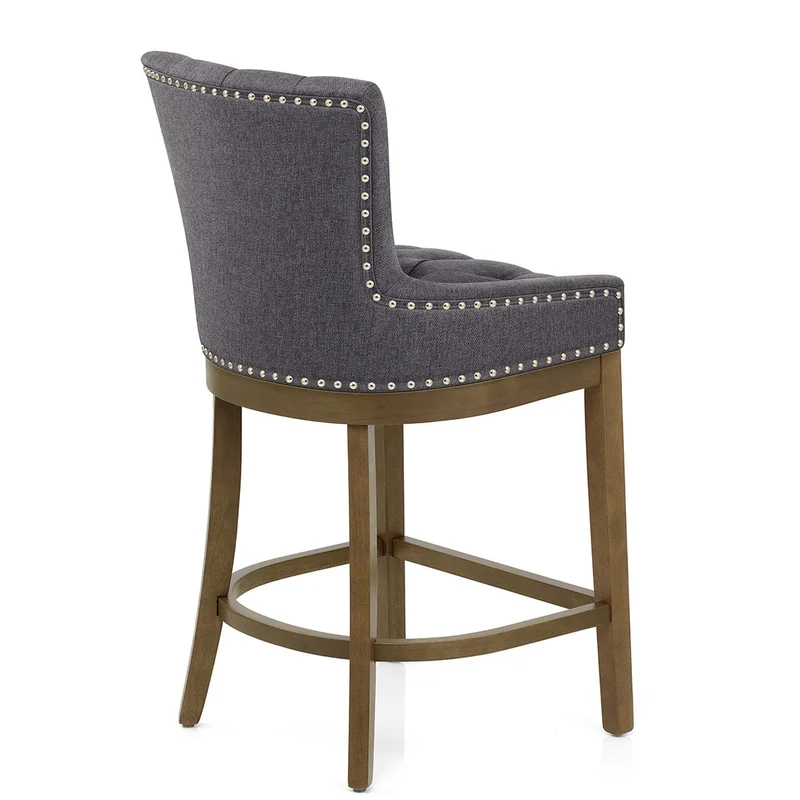Tabouret de Bar Bois Tissu - Knightsbridge Gris Foncé