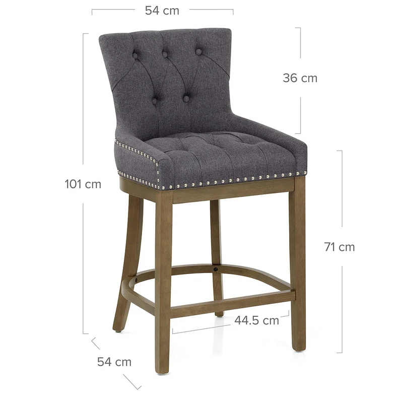 Tabouret de Bar Bois Tissu - Knightsbridge Gris Foncé