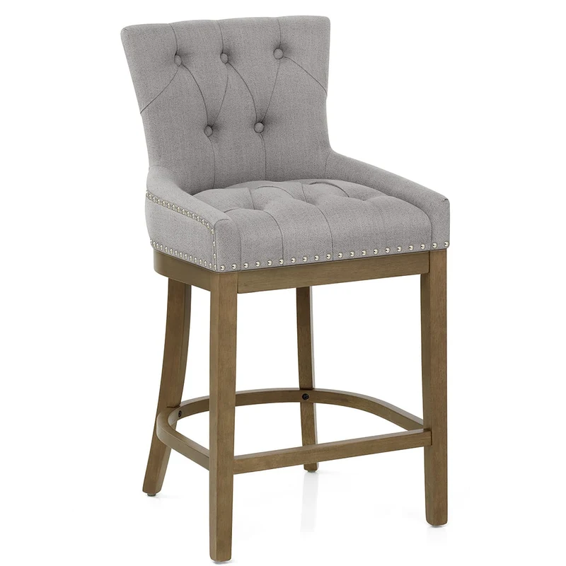 Tabouret de Bar Bois Tissu - Knightsbridge Gris