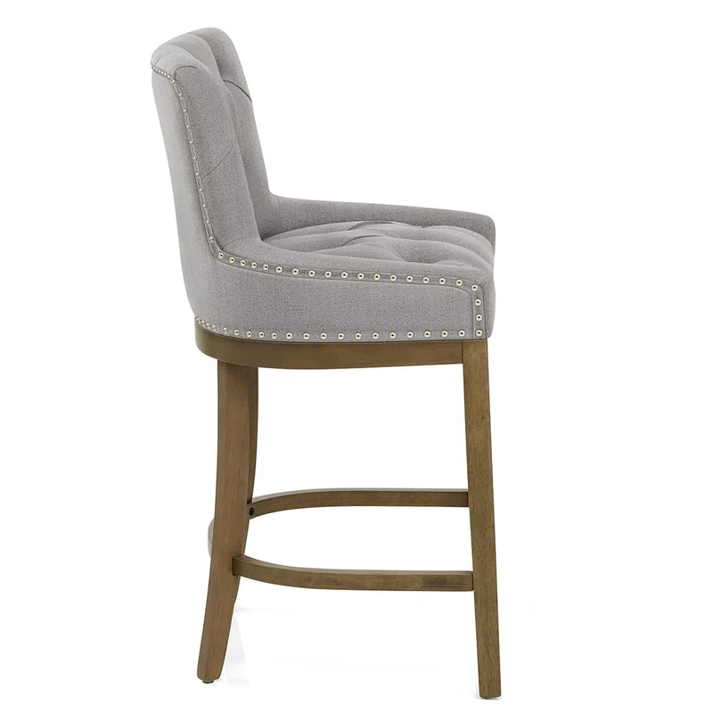 Tabouret de Bar Bois Tissu - Knightsbridge Gris
