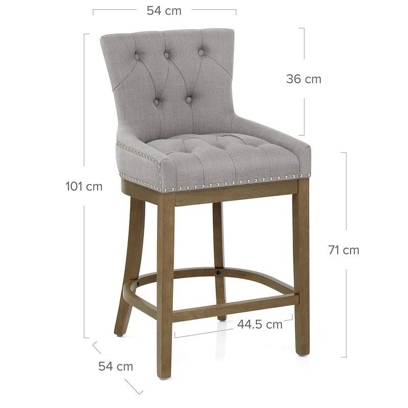 Tabouret de Bar Bois Tissu - Knightsbridge Gris