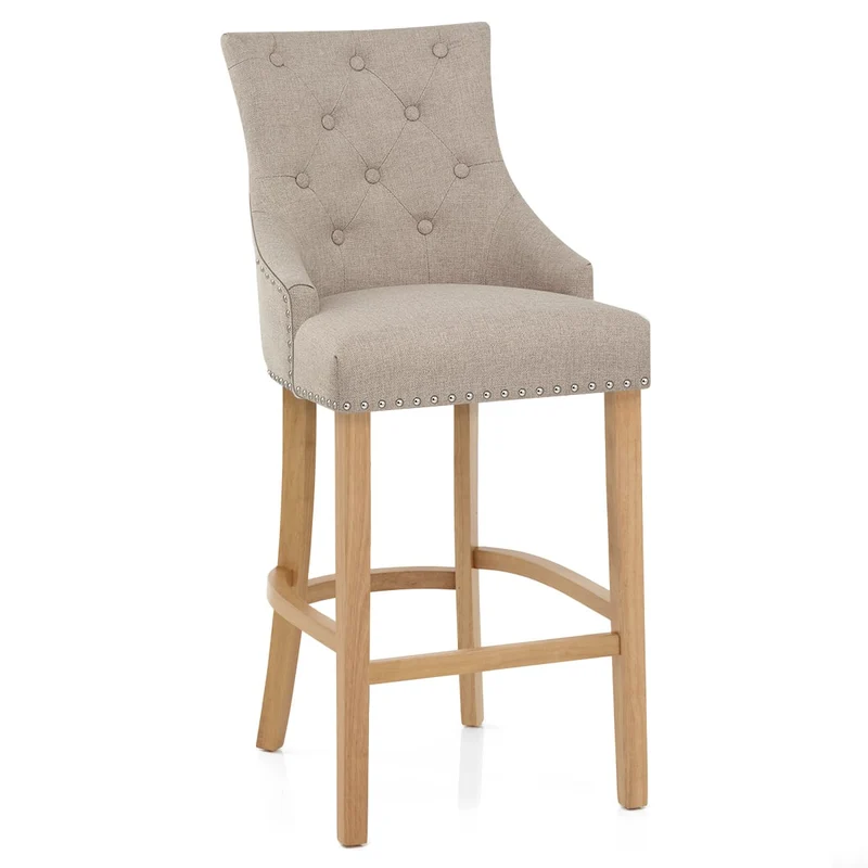 Chaise de Bar Chêne Tissu - Ascot Taupe