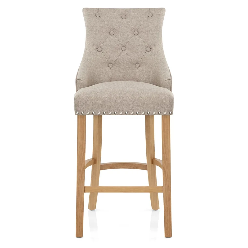 Chaise de Bar Chêne Tissu - Ascot Taupe