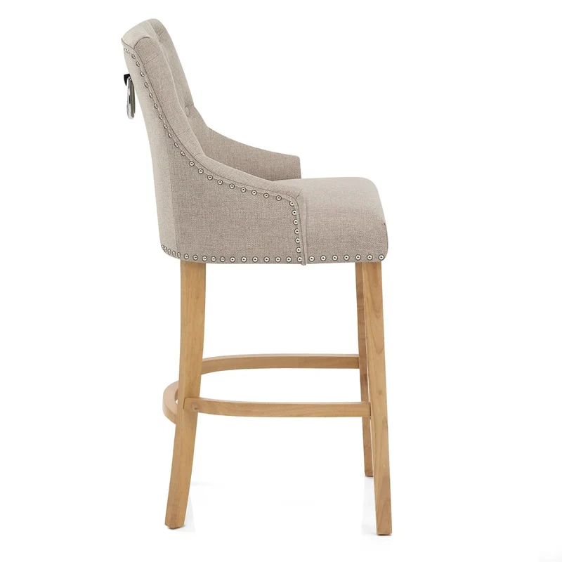 Chaise de Bar Chêne Tissu - Ascot Taupe