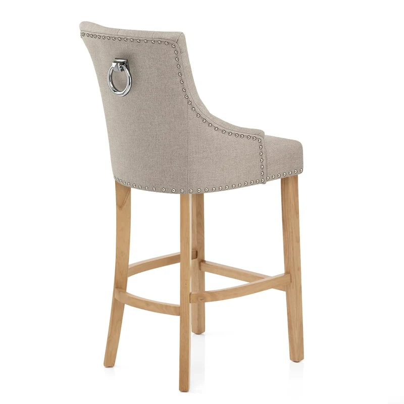 Chaise de Bar Chêne Tissu - Ascot Taupe