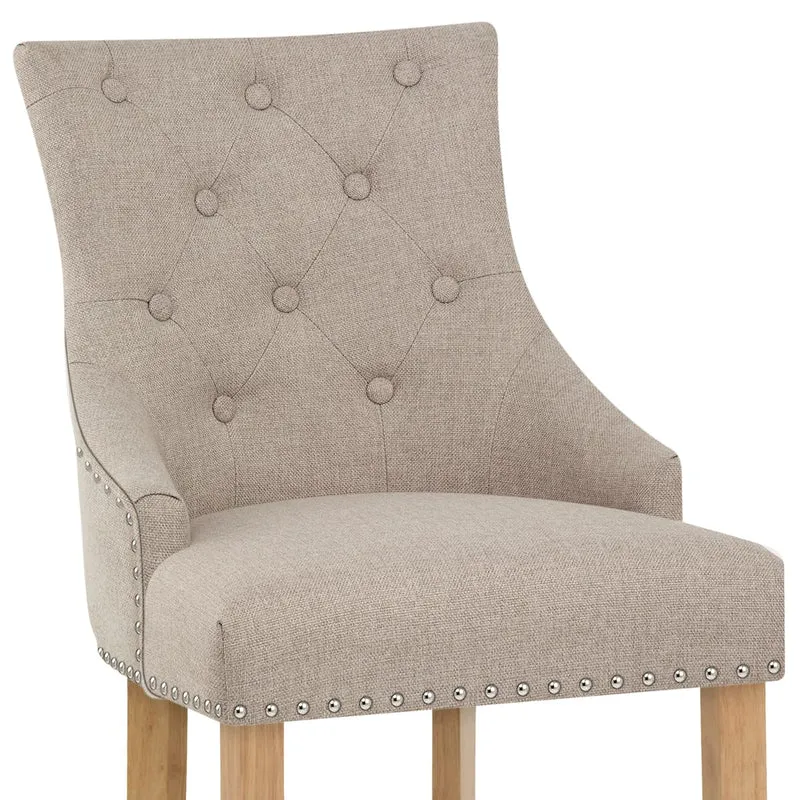 Chaise de Bar Chêne Tissu - Ascot Taupe