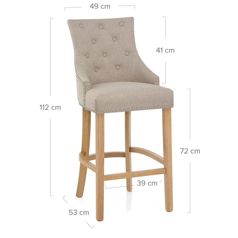 Chaise de Bar Chêne Tissu - Ascot Taupe