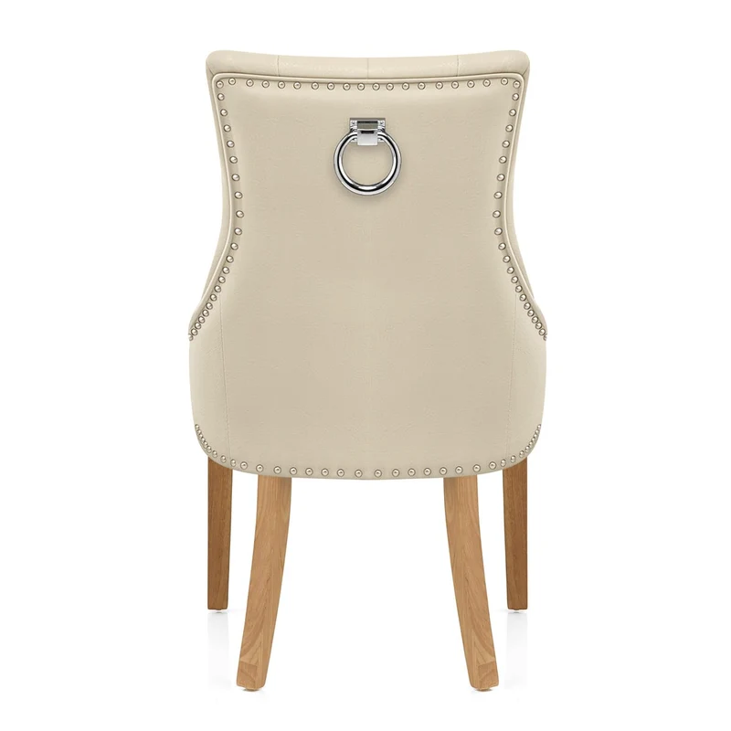 Chaise chêne cuir croûté - Ascot Crème