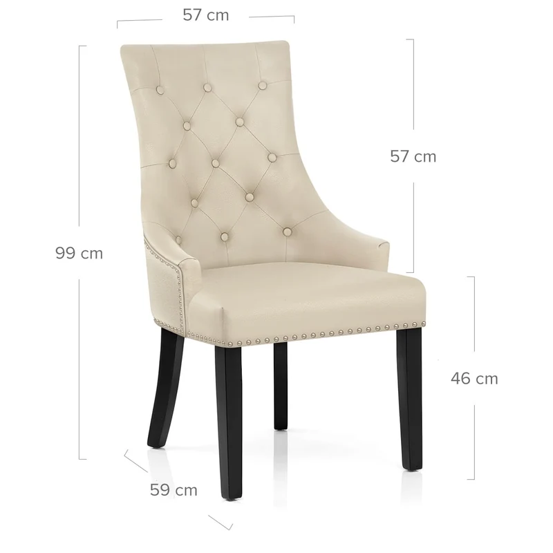 Chaise bois cuir crouté - Ascot Crème