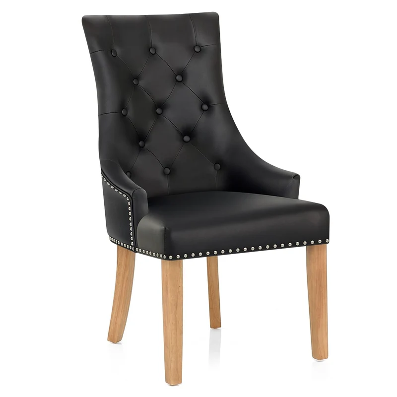 Chaise chêne cuir croûté - Ascot Noir