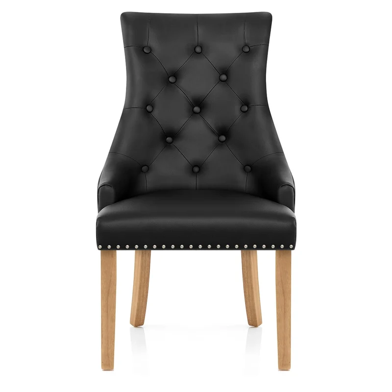 Chaise chêne cuir croûté - Ascot Noir
