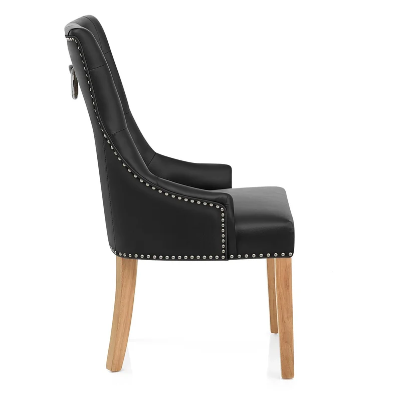 Chaise chêne cuir croûté - Ascot Noir