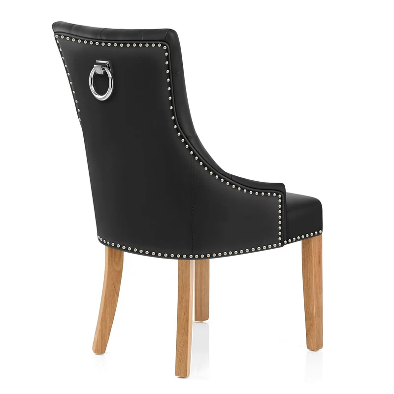 Chaise chêne cuir croûté - Ascot Noir