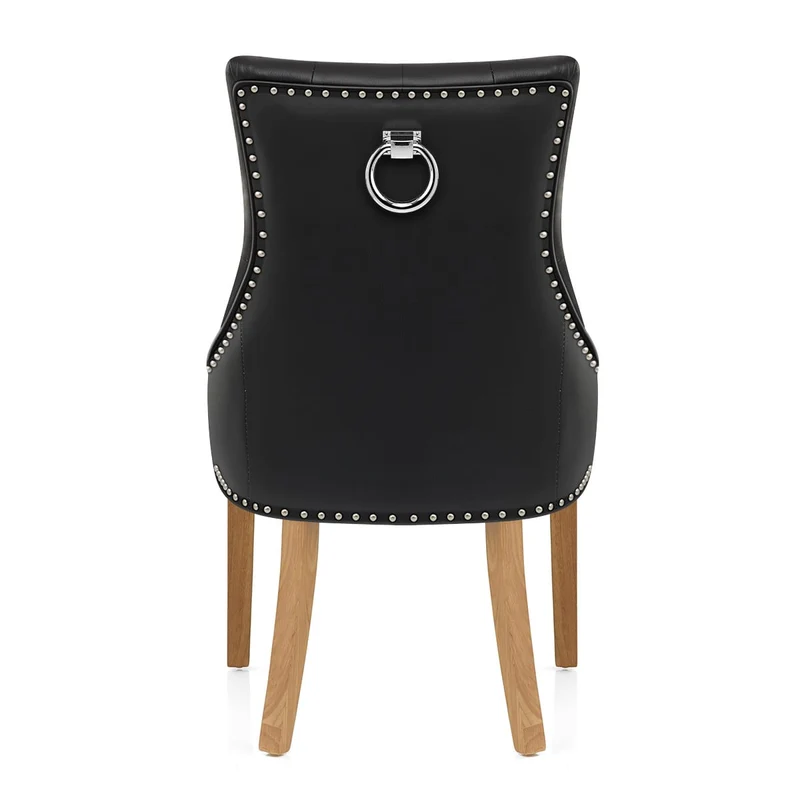 Chaise chêne cuir croûté - Ascot Noir