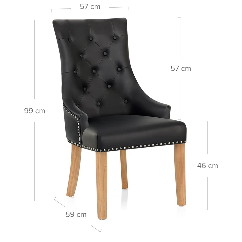 Chaise chêne cuir croûté - Ascot Noir