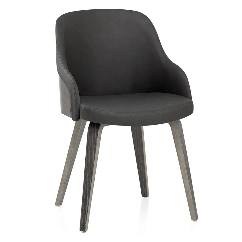 Chaise Bois Simili Cuir - Fusion Gris Gris
