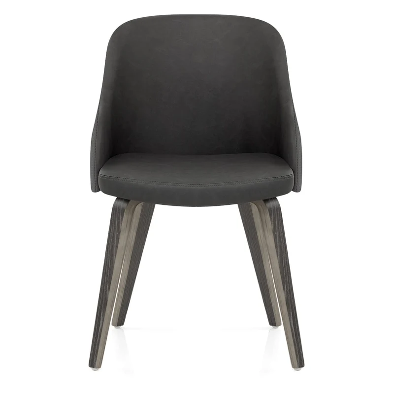 Chaise Bois Simili Cuir - Fusion Gris Gris