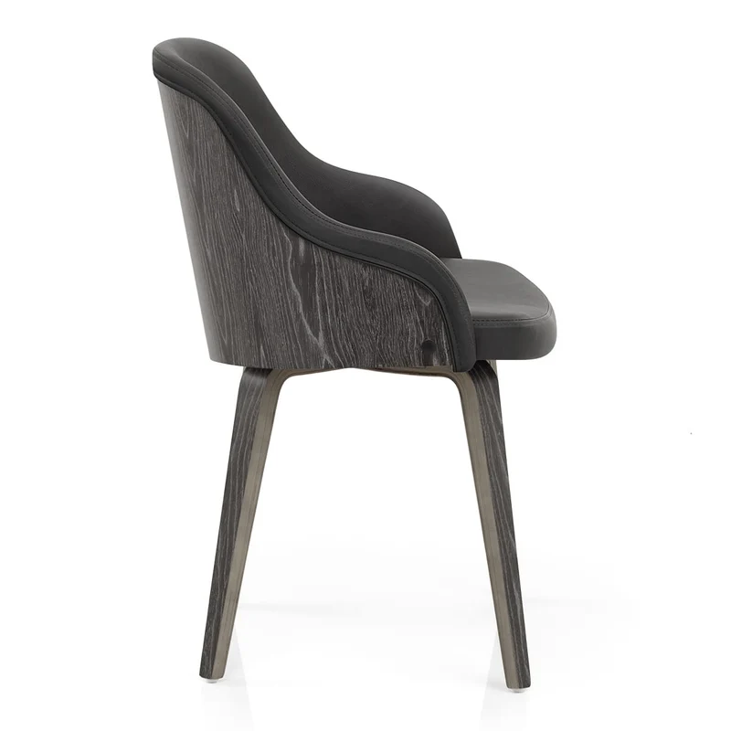 Chaise Bois Simili Cuir - Fusion Gris Gris