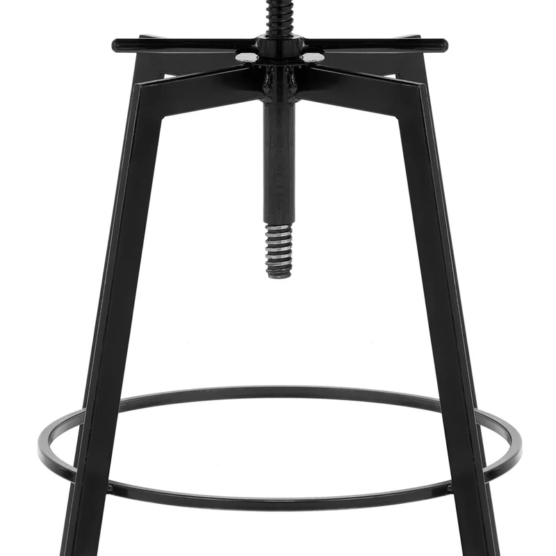 Tabouret de Bar Bois Faux Cuir - Urban Industrial Noir