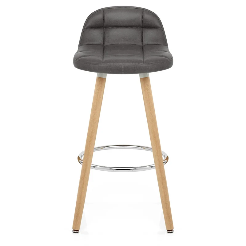 Tabouret de Bar Bois Faux Cuir Antique - Sole Gris