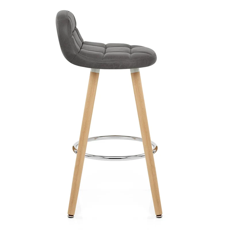 Tabouret de Bar Bois Faux Cuir Antique - Sole Gris